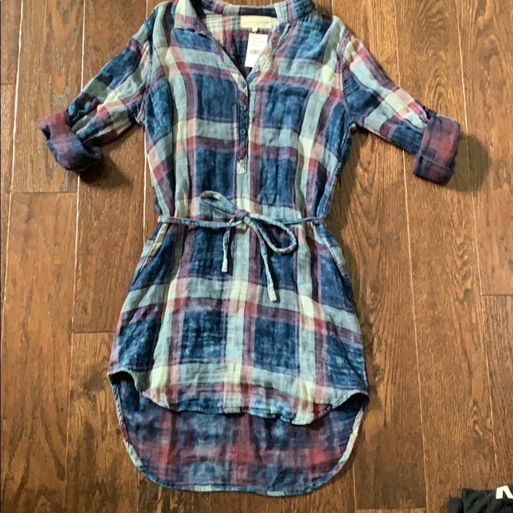 distressed casual plaid dress !!